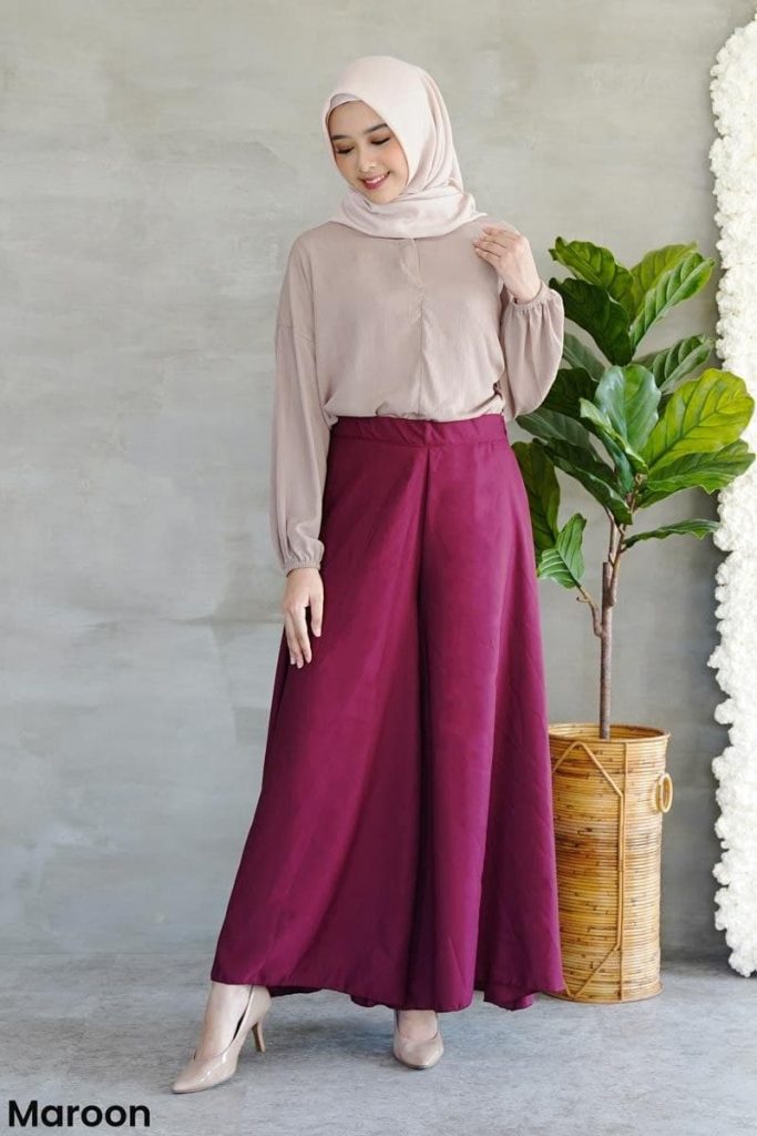 gamis bawahan merah maroon